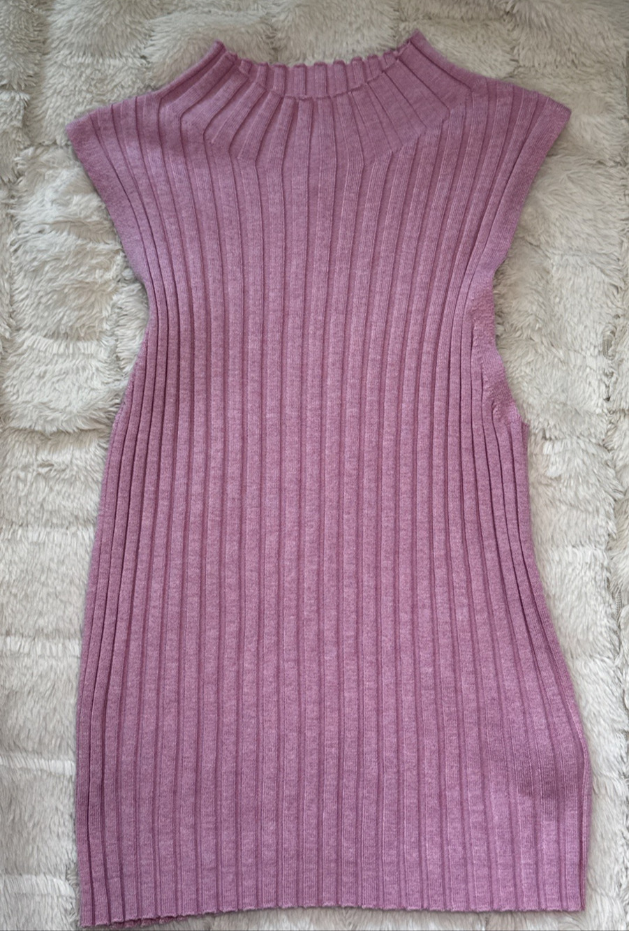 A New Day Women's Pink Ribbed Knit Mock Neck Sleeveless Tank Top Size Medium
